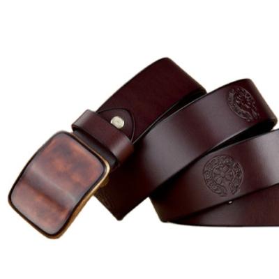 China Genuine Leather Belt OEM Men's Cowhide Buckle Top-Grain Cowhide Leather Single Male Casual Custom Size Copper Genuine Leather Belt for sale