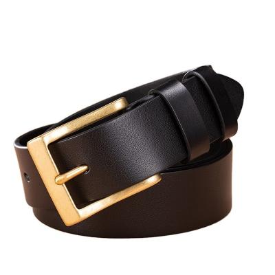 China Top-grain Leather Belt Men's Top-grain Leather Belt Hip Hop Soft Top Buckles Leather Belt Top-grain Leather Belt Pin Buckles for sale