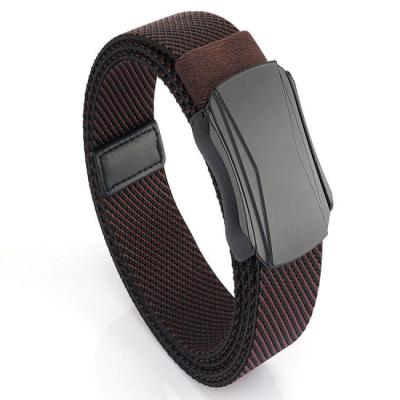 China POLYESTER FIBERS Loop Metal Buckle Fabric Multicolor Nylon Men Belt Tactical Outdoor Elastic Waist Belt for sale