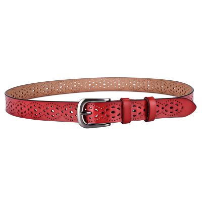 China Breathable Second-grain All-match Leather Hollow Belt Finely Decorated Simple Fashion Pin Button Pants Trend Belt for sale