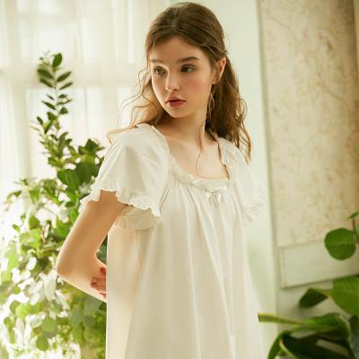 China Loose Version Summer Home Clothes Lovely Princess Homewear Women Nightdress Night Dress Cotton Shorts Thin Sleeve Nightgown for sale