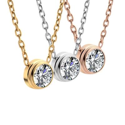 China TRENDY Stainless Steel Zircon Charm Necklace For Women Elegant Diamond Necklace for sale