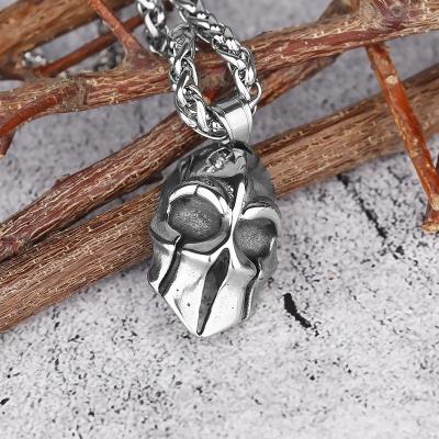 China Spartan Warrior Pendant Necklace Stainless Steel Skull Hiphop Men's Hiphop Pendant Necklace for sale