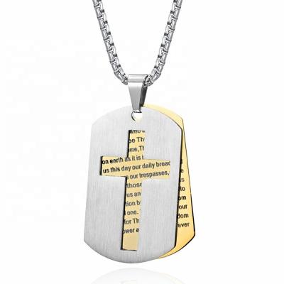 China TRENDY Bible Cross Necklace Mens Layer 2pcs Layer 2pcs Military Christian Prayer Necklace Stainless Steel for sale