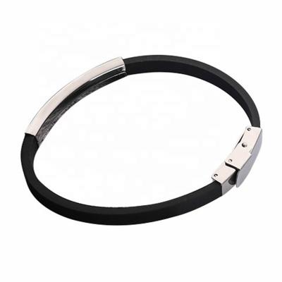 China FASHIONABLE Popular Custom Bar Bangle Classic Stainless Steel Silicone Small Engraved Bracelet Couple Bracelet for sale