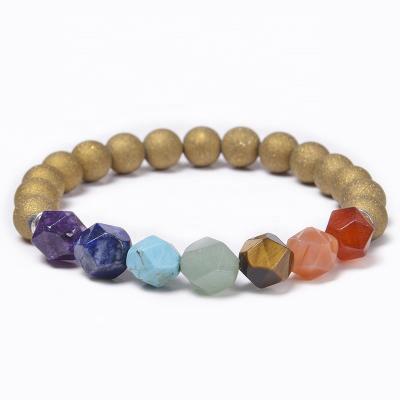 China FASHIONABLE Handmade Faceted Natural Stone 8MM Matte Stone Chakra Beaded Bracelet Fashion beads bracelet for sale