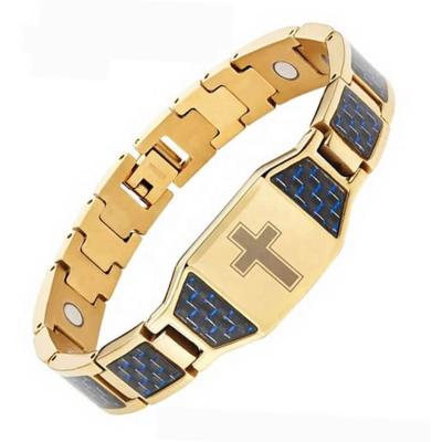 China FASHIONABLE Hot Selling Mens Stainless Steel Bangle Bracelet Masonic Cross Energy Magnetic Bracelet for sale