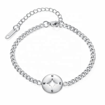 China INS TRENDY Fashion Women Bracelet Stainless Steel Compass Adjustable Charm Bracelet for sale