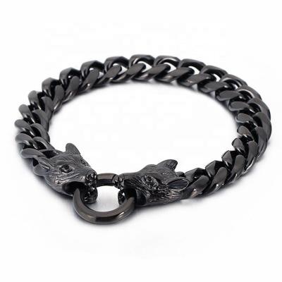 China Stainless Steel Cuban Men's Hip Hop Chain Bracelet Punk Punk Link Chain Bracelet Viking Wolf Bracelet for sale