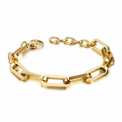 China FASHIONABLE Popular Stainless Steel Link Chain Bracelet Jewelry Classic Gold Plated Back Chain Bracelet for sale