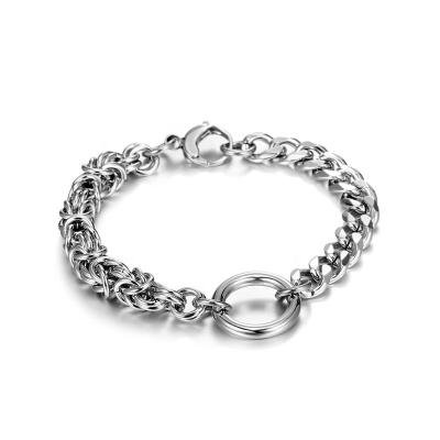 China Trendy Fashion Stainless Steel NK Chain Bracelet Men Women Splicing Cuban Link Circle Chain Bracelet for sale