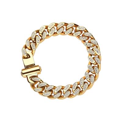 China High Quality FASHIONABLE Diamond Cuban Link Chain Bracelet Stainless Steel Bracelet For Women for sale