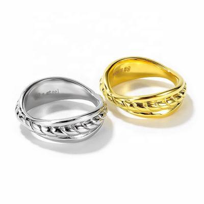 China FASHIONABLE Bread Ring Personalized Design Ring Men's Stainless Steel Women's Unisex Twisted Ring for sale