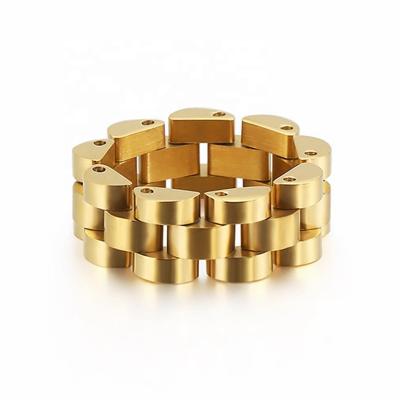 China 2021 FASHIONABLE Best Selling Stainless Steel Ring Fashion Women Men Ring Watch Band Link Chain Ring for sale