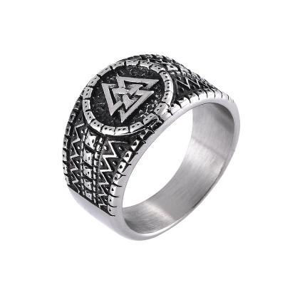 China Vintage Stainless Steel Men's Ring North Viking Triangle Slavic Rings For Men for sale