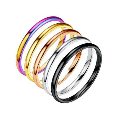 China Best Selling TRENDY Couple Jewelry Women Rings Cheap 18K Gold 2MM Stainless Steel Skinny Ring for sale