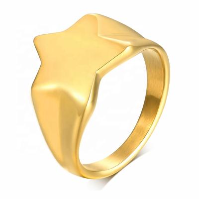 China TRENDY Ring Star Seal Five Rings Women Fashion Stainless Steel Gold Ring Blanks 18K for sale