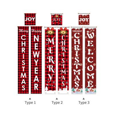 China 300D Oxford Cloth Merry Christmas Door Banner Happy Christmas Porch Custom Polyester Couplet for sale