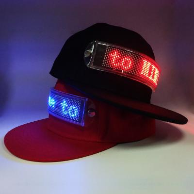 China Flashing scrolling message LED cap which canbe changed the message by client's phone for sale