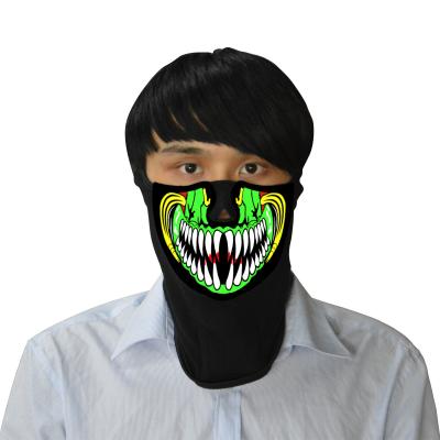 China High Quality LED Rave Face Mask 2019 Latest Design Music-Activated Monster LED Cosplay Props Flashing Light Up EL Mask for sale