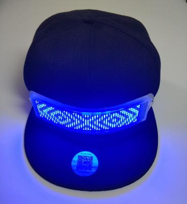 China wholesale advertising LED gift rechargeable LED message cap  for promotional LED  Light up bluetooth hat setup by phone for sale