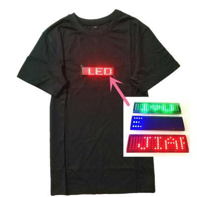 China moving sign led advertising display tshirt flashing  led t-shirt for women and men scrolling led sign on tshirt for sale