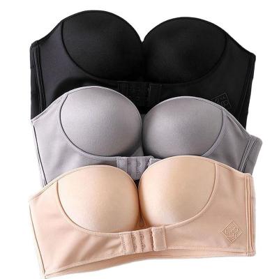 China Antibacterial Button Free Non-slip Breast Bonded Build-up Sexy Women's Strapless Push Up Bra for sale