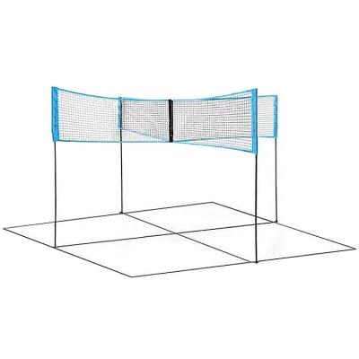 China 2020 Eco Friendly Newest Design Indoor and Outdoor Multiplayer Games Sand Reed or Home Court Volleyball Net Cross Shaped Set for sale