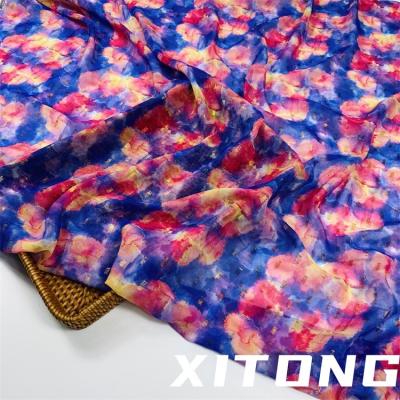 China 2022 NEW FASHION sheer METALLIC GOLD PRINTED CHIFFON JACQUARD FABRICS FOR DRESS for sale