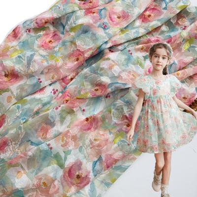 China Wholesale new stocklot flower chiffon jacquard fabrics of XITONG TEXTILE spring fabric pure and summer floral print for dress for sale