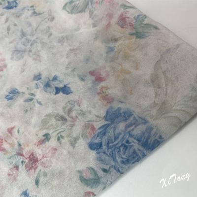 China 2022 Pure Printed Chiffon Fabric Digital Printing Fabric Polyester Chiffon Pearl Fabric Flower Printing Dress Material Making for sale