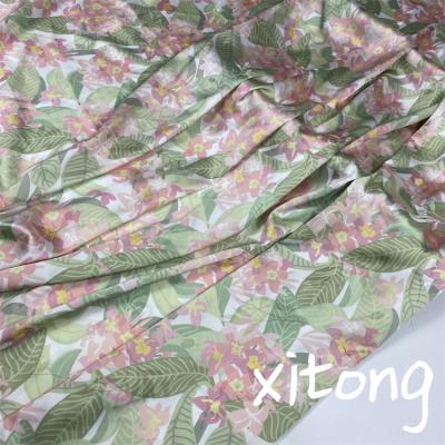 China Custom SATIN POLYESTER FABRIC POLYESTER FABRIC Wrinkle resistant CLOTHING print design jacquard fabric for women pajamas for sale