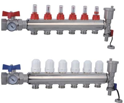 China Traditional factory direct supply accepts brass manifolds of thermoelectric actuators with flow meter for radiant floor heating for sale