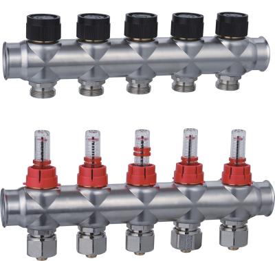 China Traditional stainless steel heating manifold with flowmeter for sale