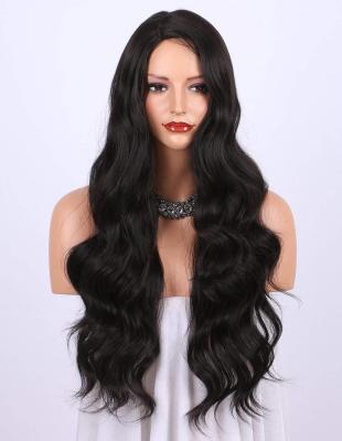 China Smartbraid Braiding Hair 24 Inches Long Middle Part Body Wave Black Hair Synthetic Hair Wigs For Black Women for sale