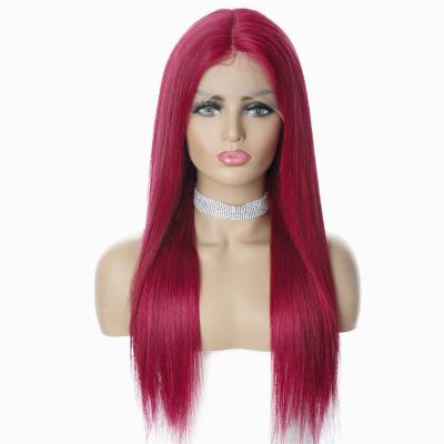 China Natural Real Bone Human Hair Wigs Red Color Red Color Hair Lace Front Wigs Straight Virgin Hair Wig for sale