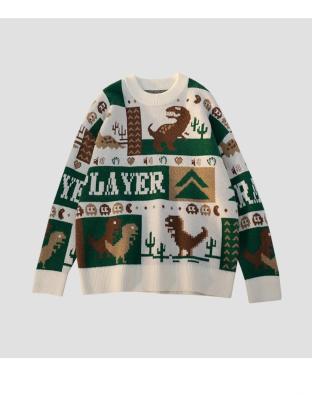 China 2022 Anti-Wrinkle Fashion Korean Fleece Sweater Knitwear Oversized Printed Custom Knitted Graphic Sweater For Men for sale