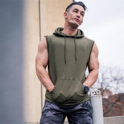 China Stringer Muscle Cut Off Bodybuilding Sports Men's Workout Gym Tank Top Sleeveless Hoodie T-shirt Men's Hooded T-shirt for sale