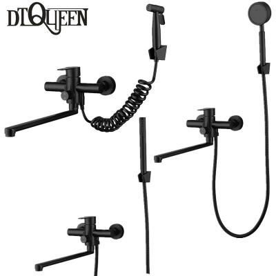 China With Slide Bar Single Handle Wall Mounted Bath And Shower Faucets Shower Taps Faucet Mixer Brass Black Gold And Rose Gold for sale