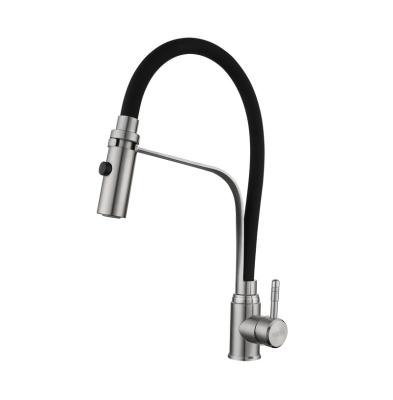 China Guangdong Factory 304 Stainless Steel Contemporary Single Handle Single Hole Pull Out Flexible Kitchen Faucet Pull Out Faucet for sale