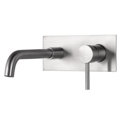 China Metered Faucets Wholesale 304 Stainless Steel Two-hole Bathroom Basin Sink Faucet Wall Mounted Concealed Mixer Tap for sale