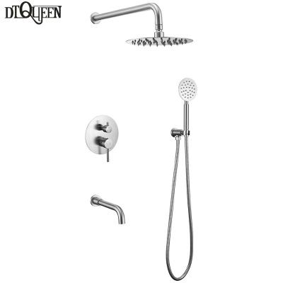 China With Slide Bar 304 Stainless Steel Shower Heads Rain Shower Set Concealed Hot And Cold Mixer Shower Faucet Set for sale