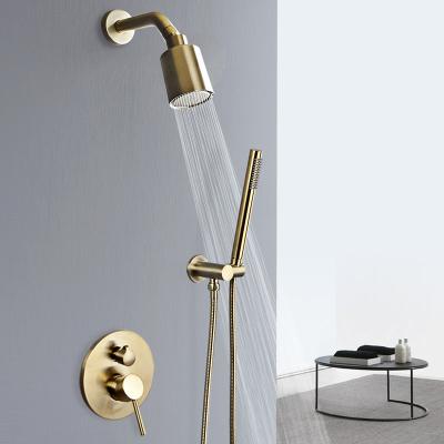 China With Professional Manufacture Gold Brass Hot And Cold Bathroom Sliding Bar Concealed Rainwater Mixer Showers for sale