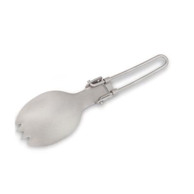 China Lightweight Wholesale Outdoor Camping Portable Titanium Camping Spoon With Folding Handle for sale