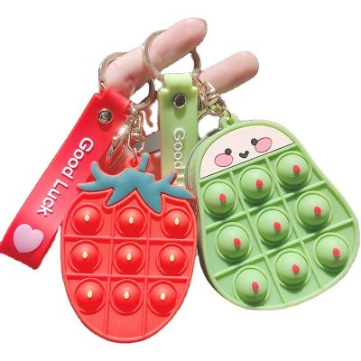 China A game key chain that can be used to relieve the effort toy toy pineapple strawberry pear cactus shape storage bag wholesale play key chain for sale