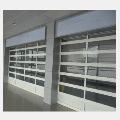 China Guangzhou anti-theft transparent sectional glass door, tempered glass door for garage for sale