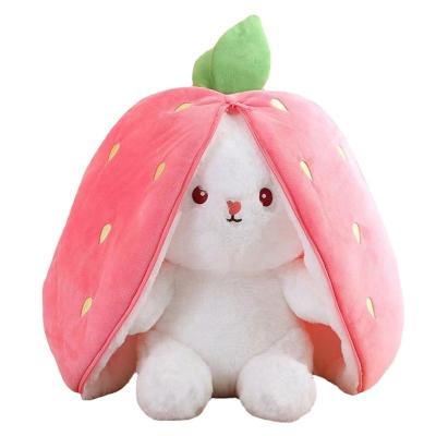 China Strawberry Carrot Shape Cute Rabbit Sleeping Gift Open Plush Bunny Plush Toys Doll Hot Soft Zipper Stuffed Toy for sale