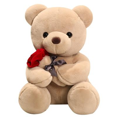 China Home.Restaurant.Hotel.Wedding. Custom Super Markets Promotions Valentine's Day Mother's Day Gift Cute Teddy Bear Stuffed Plush Toy With Rose Bowknot for sale