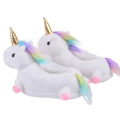 China Fashion Trend New Arrival Unicorn Slippers Plush Winter Soft Indoor Animals Unicorn Plush Slippers for sale