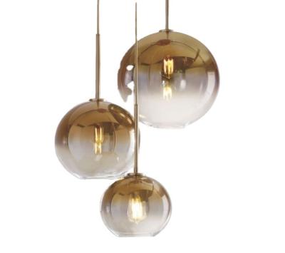 China Creative Modern Post Modern Gradual Change Glass Ball Pendant Light for Living Room Dining Room Bed Room for sale